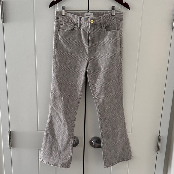 FRAME Le Crop Mini Boot Jeans – Glen Plaid, Size 29 - Picture 2 of 12